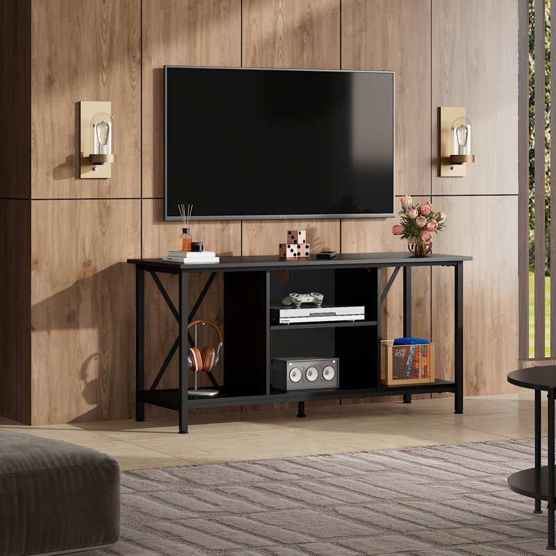 Palermo TV Stand for 45 inch TV, Heavy-Duty Metal Frame Entertainment Center for Living Room and Bedroom, Industrial TV Console with Open Storage Shelf