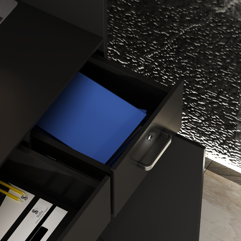 Modern Dual-Color Reception Desk With Storage And Sleek Design