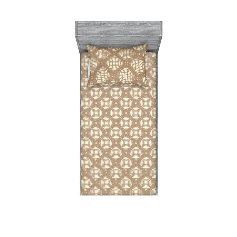 Drap-housse et taies décoratives 3 pièces Ambesonne, Ensemble de draps pour lit simple avec 1 taie d'or