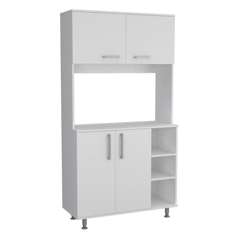Nadina 4-Door 2-Drawer 2-Piece Kitchen Set, Kitchen Island And Kitchen Pantry White And Light Oak
