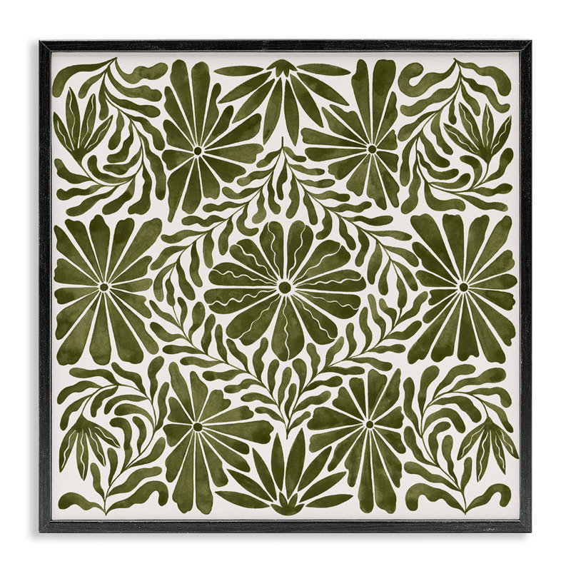 «Centric Circular Flowers», estampe numérique encadrée par Grace Popp, Giclée encadrée noir minuit, H 24 po x l 24 po