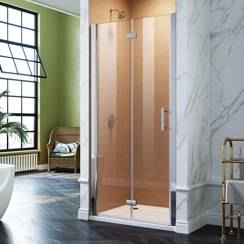30 to 31-1/4 in. W x 72 in. Bi-Fold Semi-Frameless Shower Door with Clear Glass