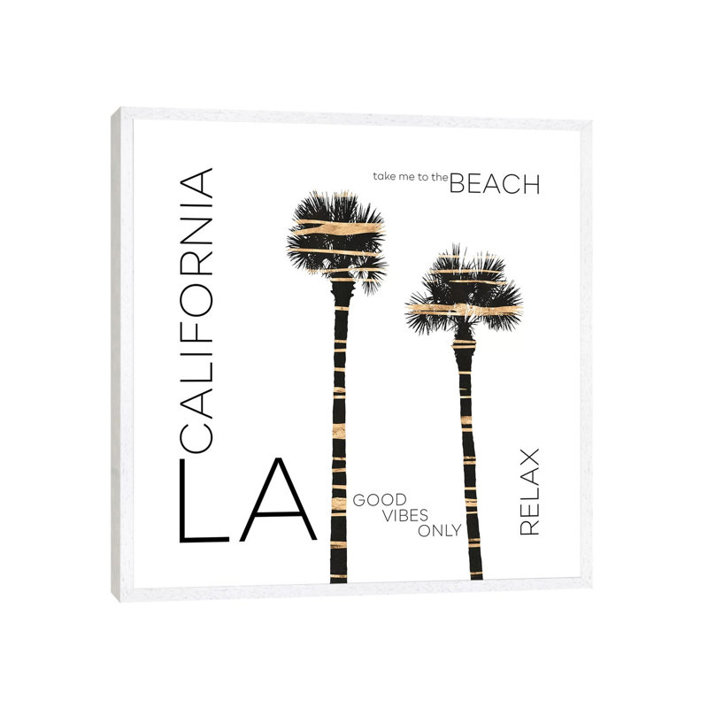 Urban Art LA Palm Trees by Melanie Viola - Print on Canvas, White Framed, 45.72cm H x 45.72cm W x 3.81cm D