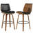 27.7" Mid-Century Faux Leather Counter Stool With Wood Legs and Metal Footrest-1821770056