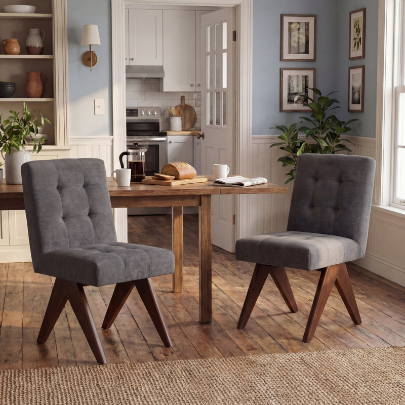 Chaises de salle à manger rembourrées Nieck, Gris anthracite