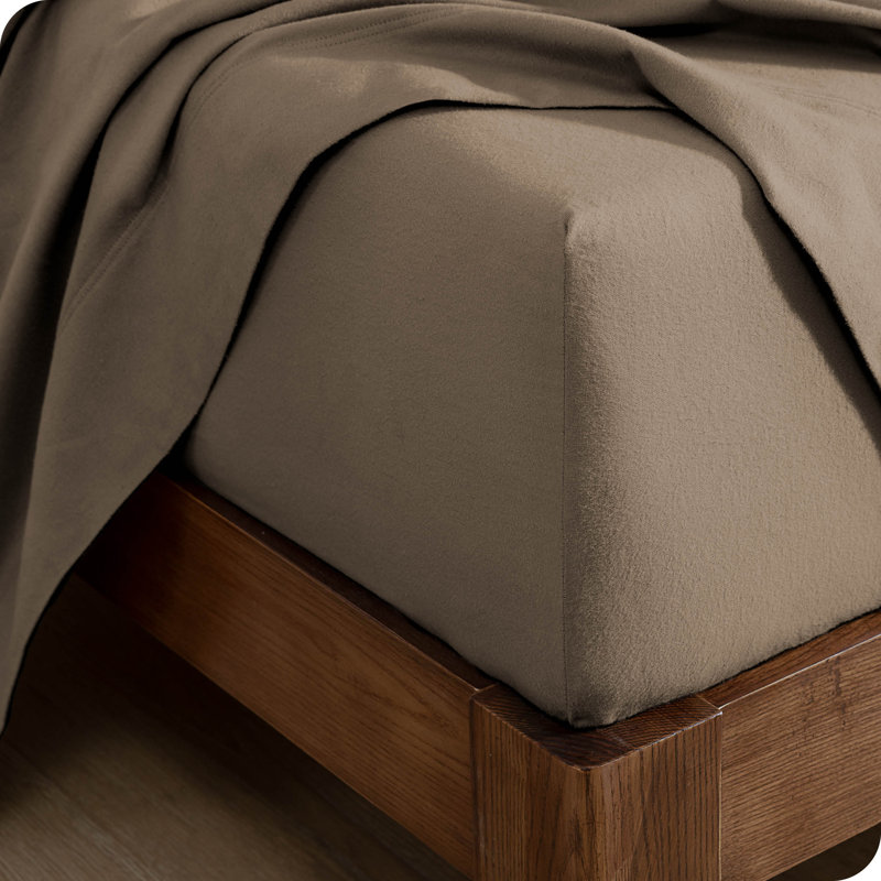 Queen Sand Cotton Flannel Deep Pocket Fitted Sheet