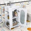 Meuble-lavabo autoportant de 20 po avec lavabo en céramique, tablettes de rangement à deux niveaux et armoire de porte en verre-886113990
