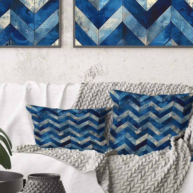 Motif à chevrons bleu I - coussin lombaire moderne