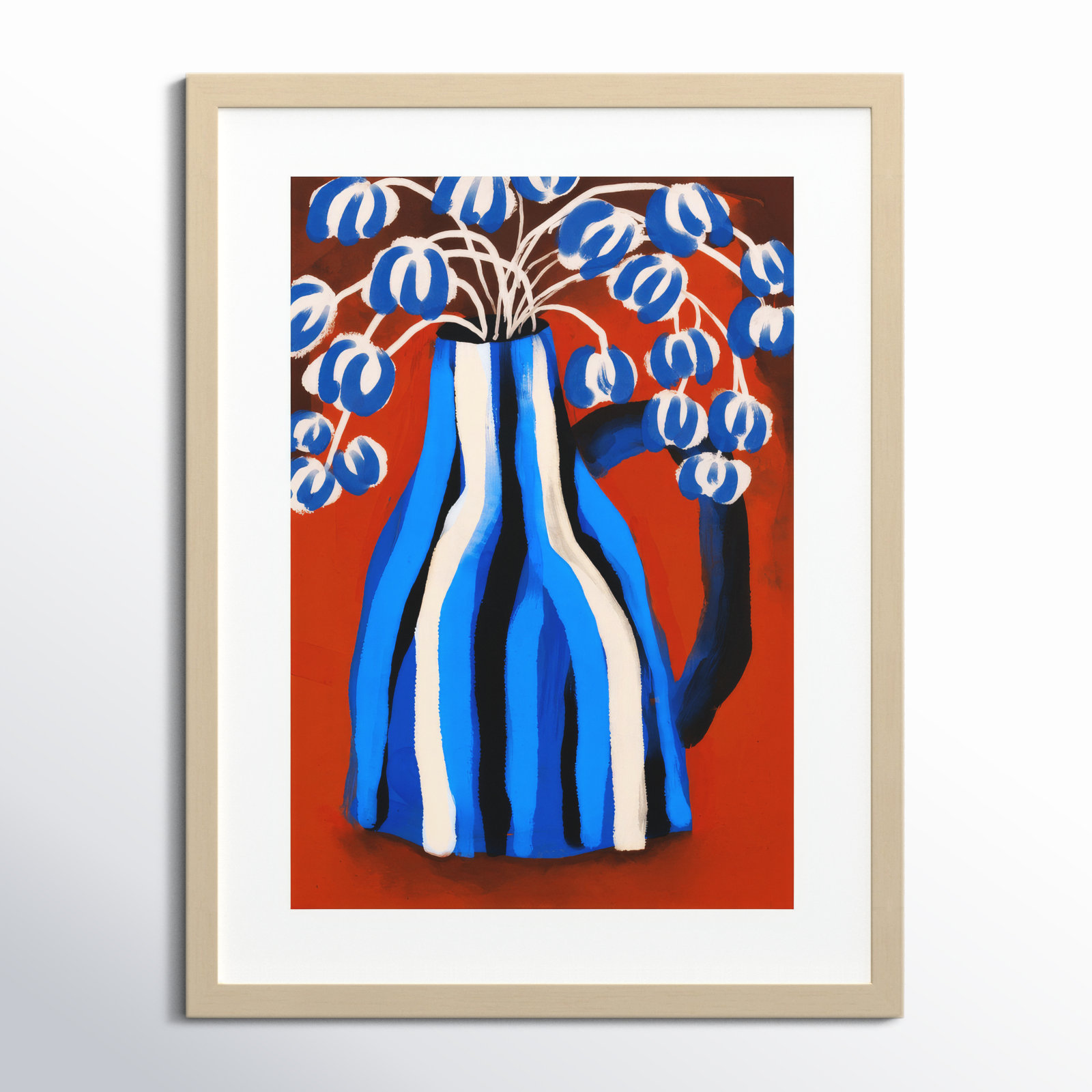 Galya "Striped Vase" Print by Treechild, Brown, 25" H x 19" W