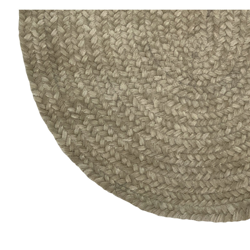 Tapis tressé en chenille de polyester Eliezer - colombe, 22 po x 40 po ovale