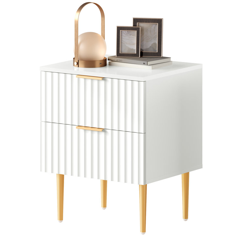 Table de chevet 2 tiroirs Rishaw, Blanc
