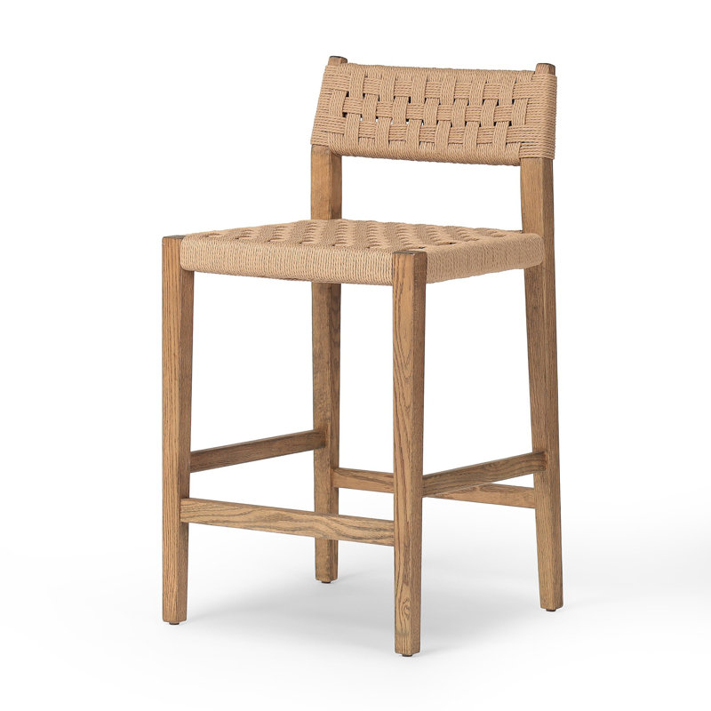 Hamlin Bar Stool with Solid Wood Frame, Counter Stool (26" Seat Height)