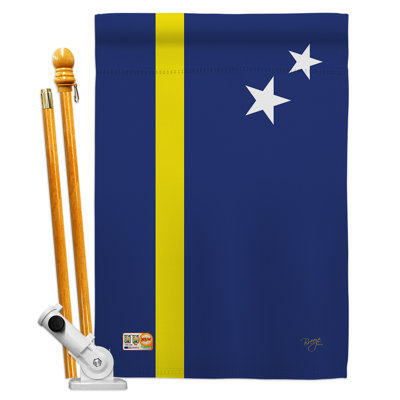 Les drapeaux de Curaçao du monde de la nationalite, le polyester décoratif vertical à 2 faces 28 x 40 po Ensemble de drapeaux