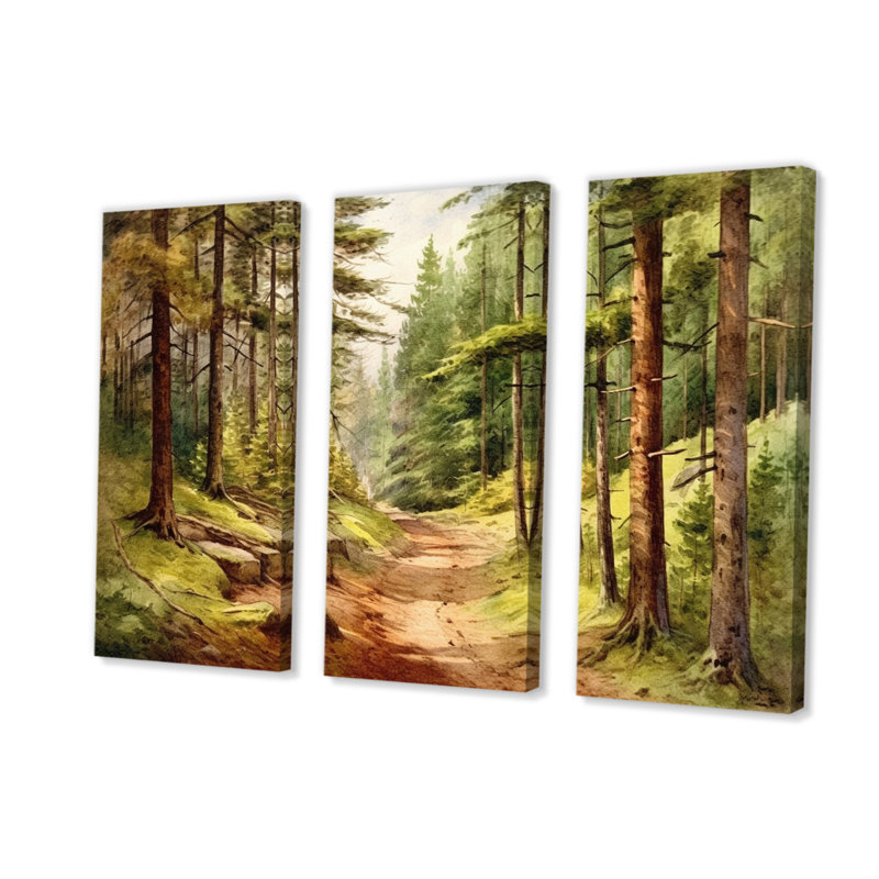 Petite route dans un paysage de montagne - impression sur toile tendue 3 pièces, H 28 po x l 36 po x P 1 po