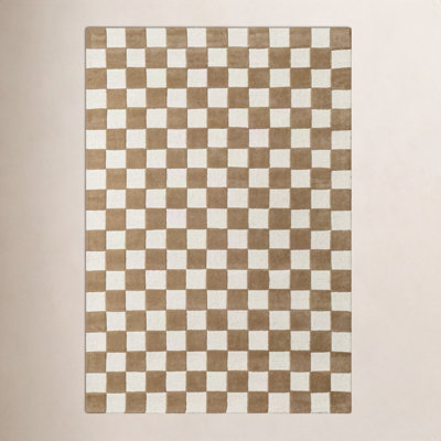 Jenna Hand-Tufted Tan Checkered Rug