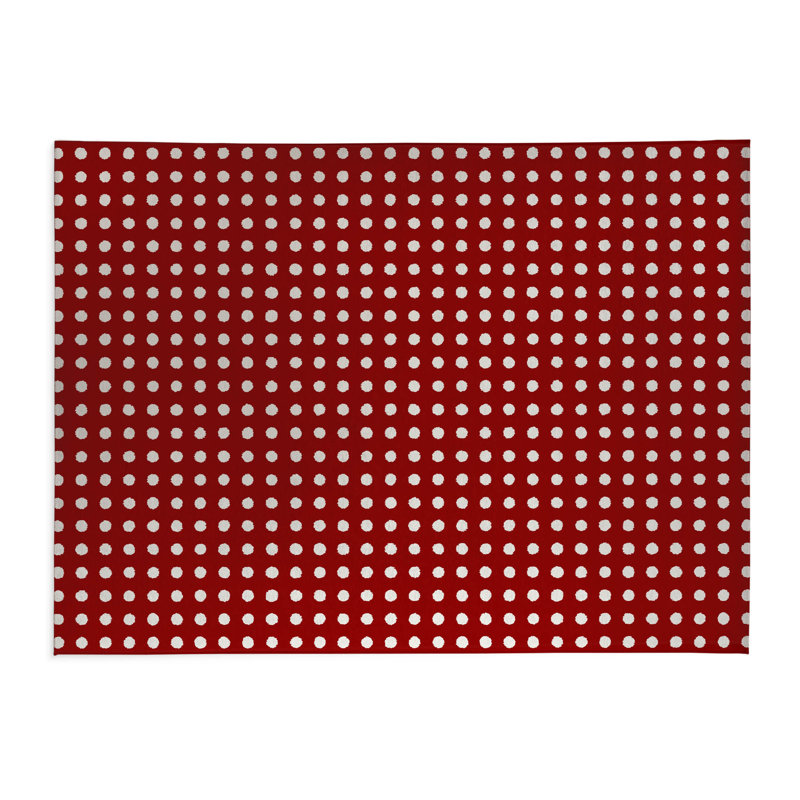 Tapis de cuisine Dot, Rouge canneberge, Rectangle 5 pi x 7 pi