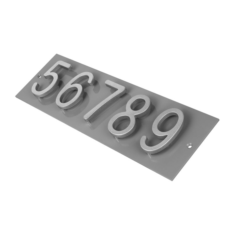 Plaque d'adresse horizontale Amgo Floating Modern, Argent argent, Gris, Oui