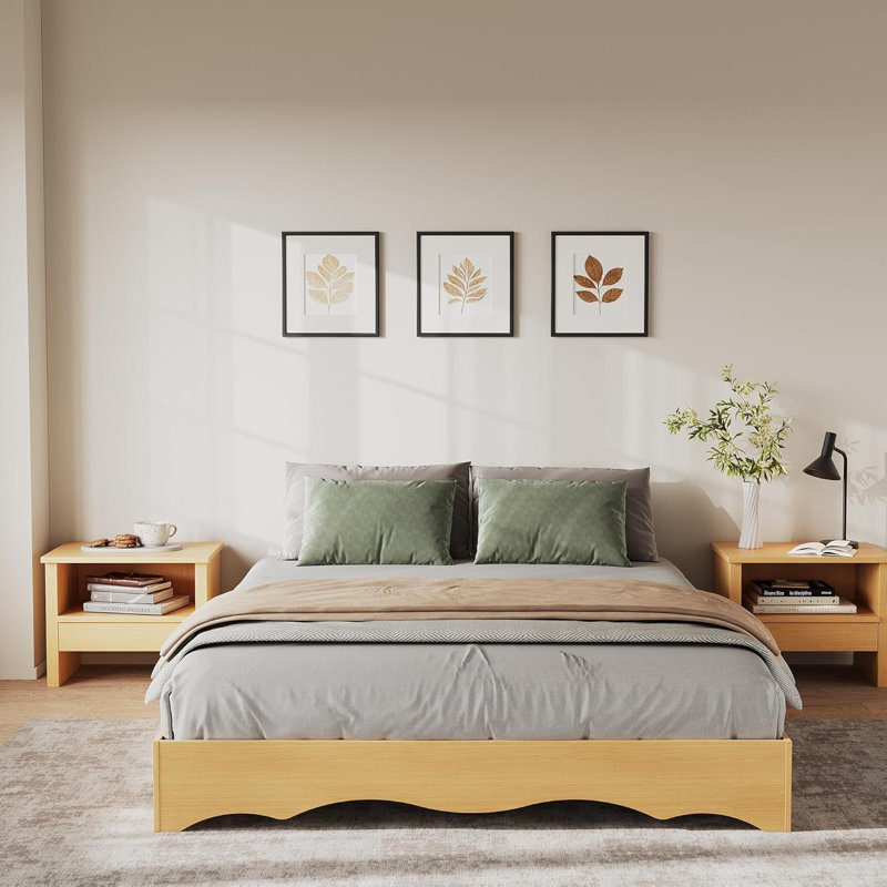 Structure de lit simple en bois TG, Extra-long Twin, Yellow