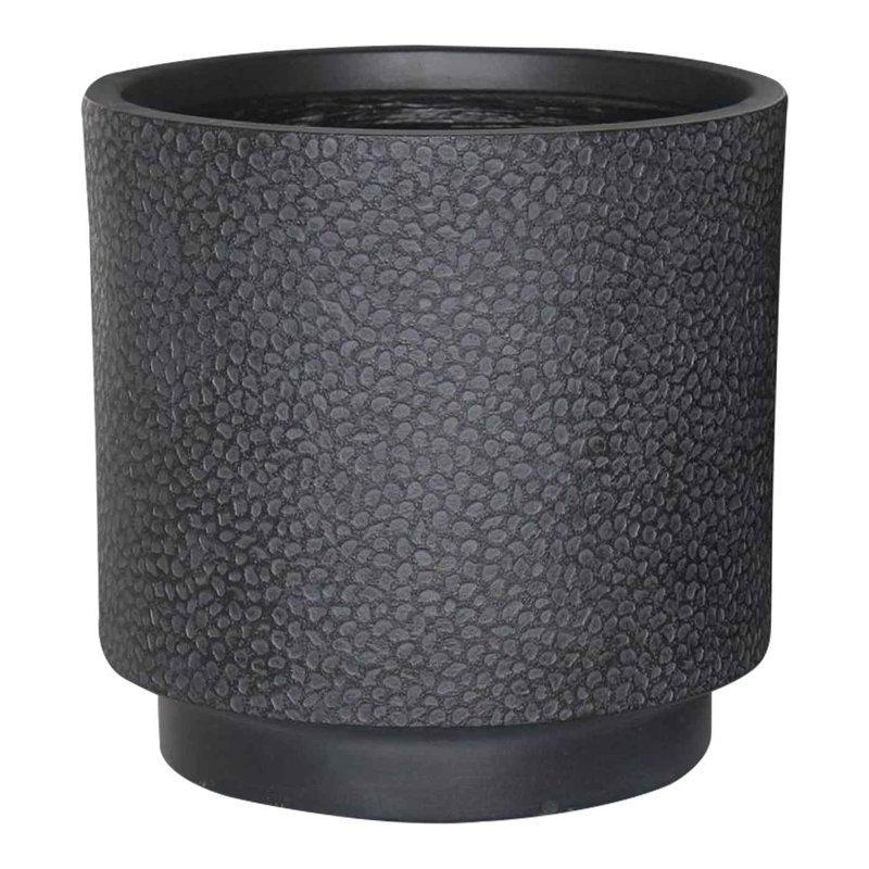 Slate Effect Reinforced Stone Outdoor Plant Pot, Frostproof Garden Flower Pot, Round Garden Planter with Drainage Holes