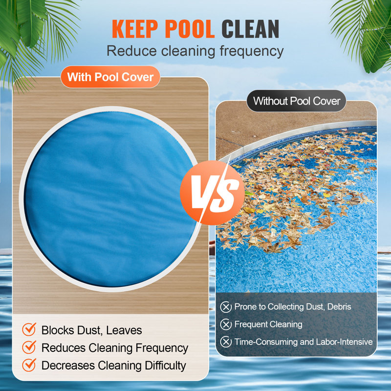 VEVOR Solar Pool Cover, Φ10 ft Round Solar Blanket for Pools, I