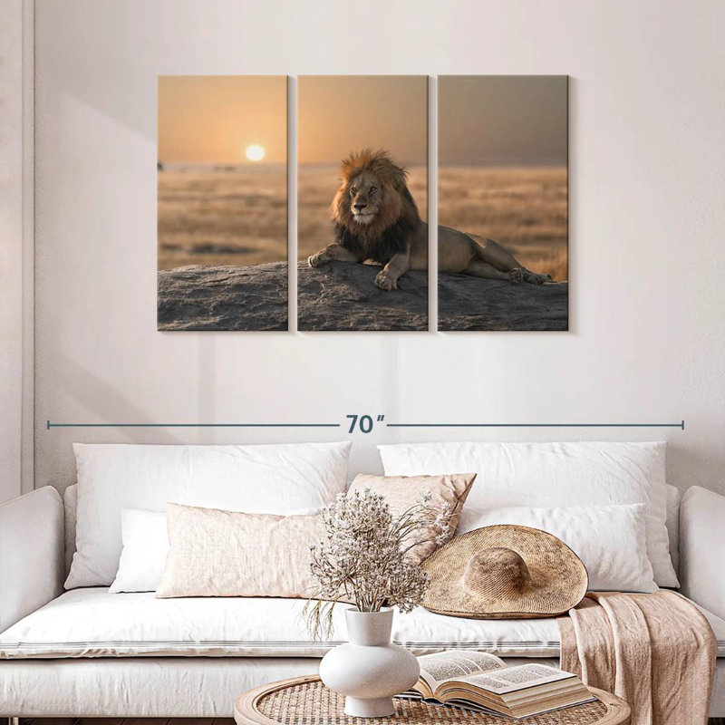 Lion On A Rock, 28" H x 45" W