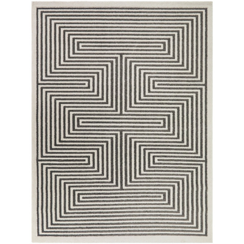 Tapis gris anthracite moderne Teodozia, 7 pi 10 po x 10 pi