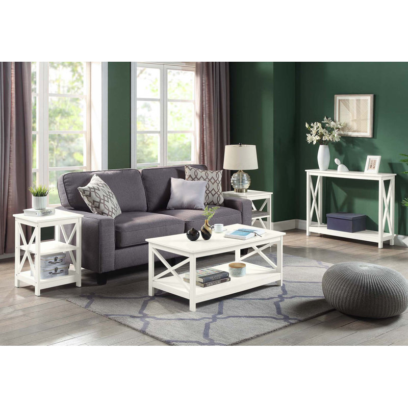 Table de bout avec rangement Darek, Ivoire