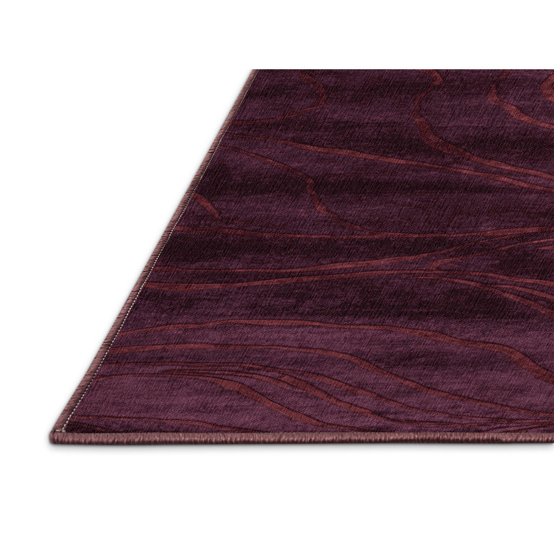Tapis rouge abstrait lavable à la machine