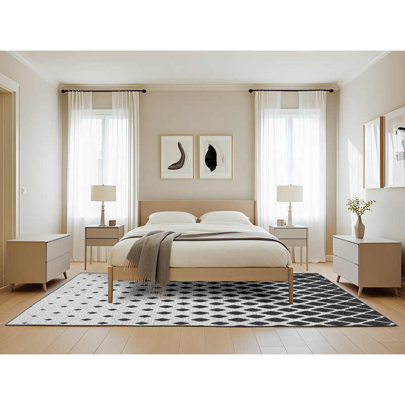 Tapis noir/gris à motifs, Rectangle 5 pi x 8 pi