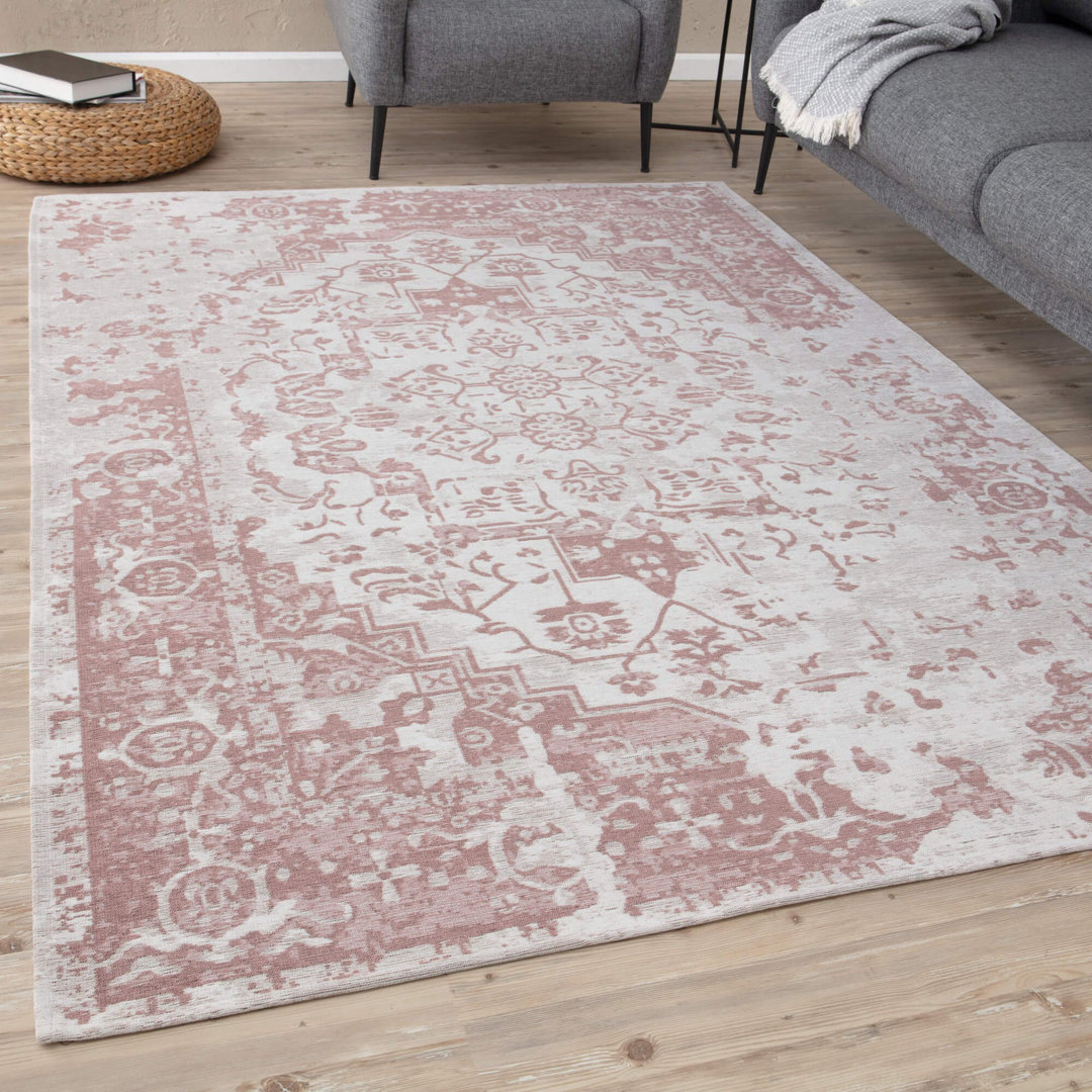 Carina Modern Washable Rugs in Pink | 6962