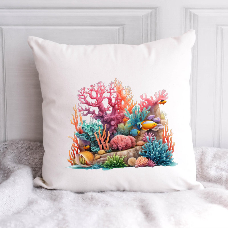 Nautical Sea Life_735 - Coussin décoratif avec coussin décoratif, H 16 po x l 16 po