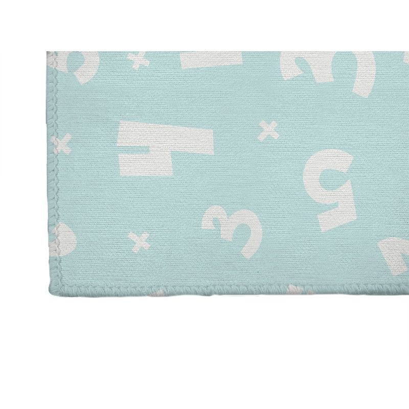 Numbers Kids Play Mat, Light Blue/White, Rectangle 2' x 3'