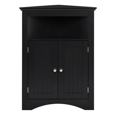 Black Sideboard Cabinet With Adjustable Shelves For Bathroom, Kitchen And Living Room - , , Easy To Clean Multifunctional Storage Corner Waterproof Surface, Assembly