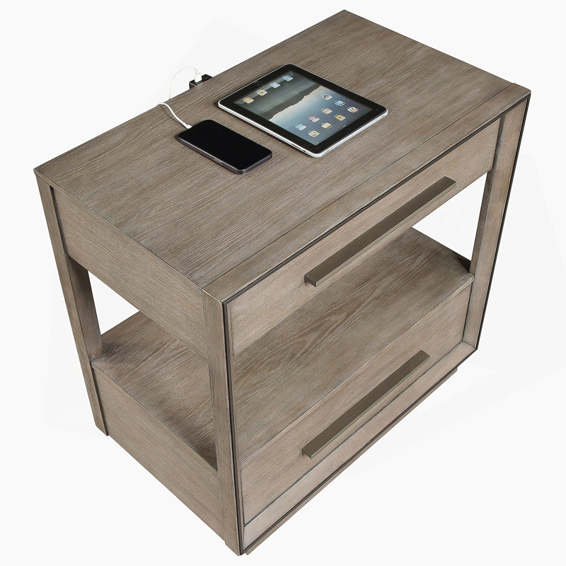 Table de chevet 2 tiroirs Taupe