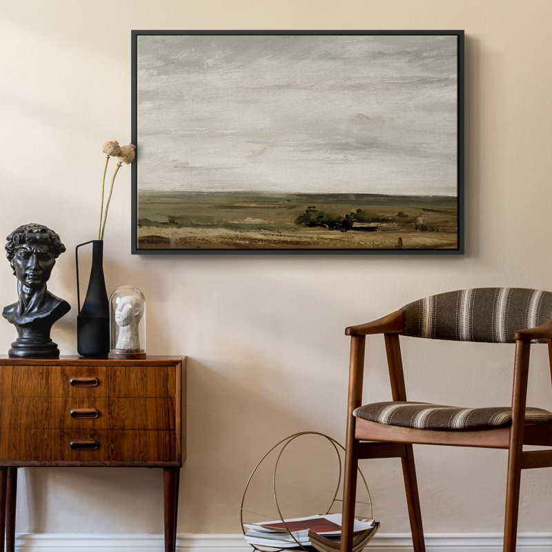 Paysage rétro - CMXLVI, H 27 po x l 41 po x P 2 po, Toile avec cadre flottant noir