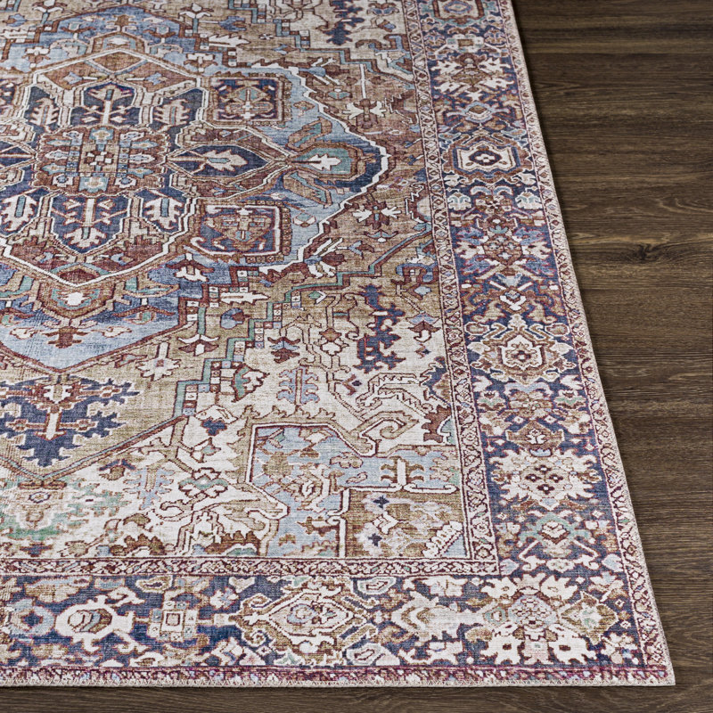 Albertson Machine Woven Oriental Area Rug, Rectangle 5' x 7'6", Blue/Brown