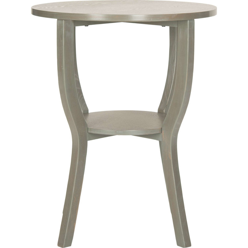 Table d'appoint Rhodes Elm - Table d'appoint ronde classique à piédestal 22 po avec tablette inférieure pour la maison et le bureau