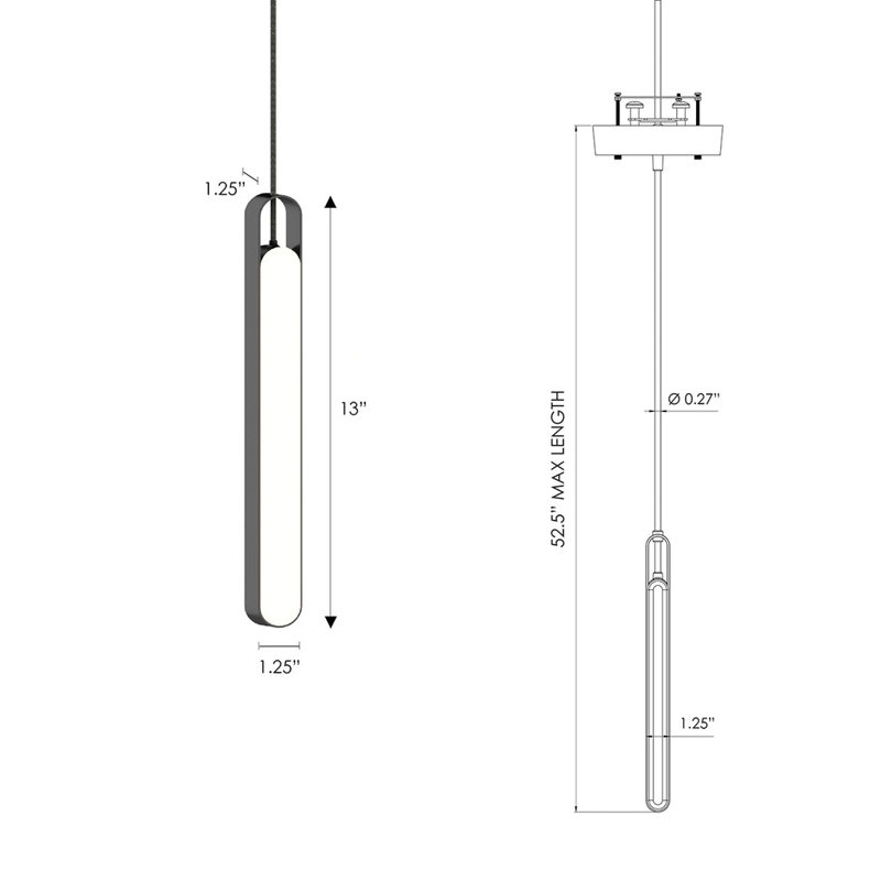 Luminaire suspendu DEL LUX Highline (simple), laiton, Noir chromé