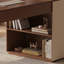 Bureau rectangulaire à 2 tiroirs brun noyer + kaki + argent manufacturé + acier inoxydable-356443468-356443474