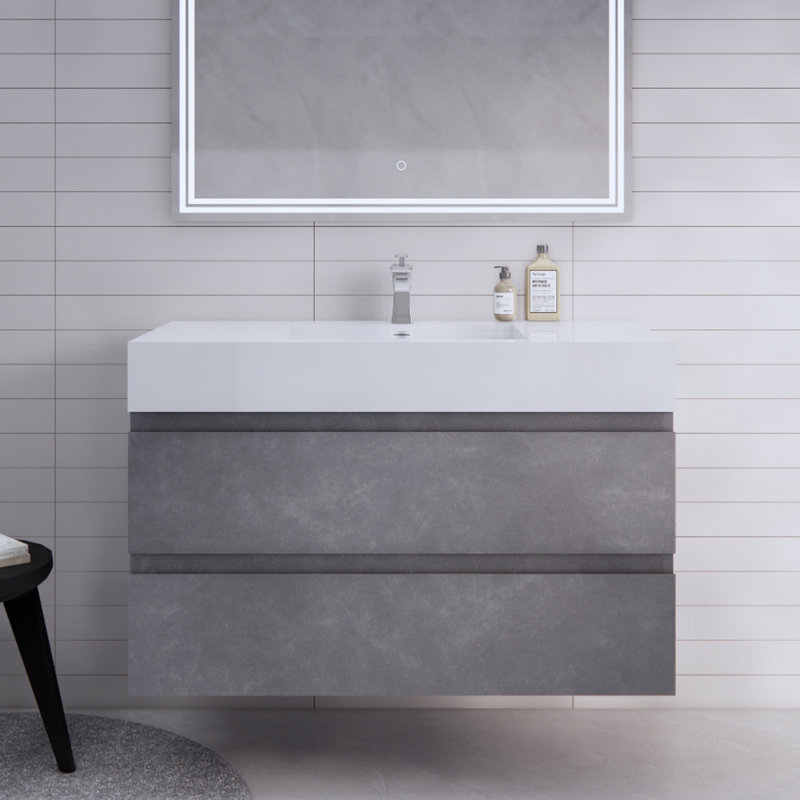 Babajide 42'' Single Bathroom Vanity with Acrylic Top, Cement Gray