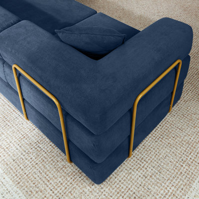 108'' Modular Sectional Sofa with L-Shape Chaise, Boneless Cloud Couch with Deep Seat, Sponge Compression Sofas No Assembly Required, Modern Sofa Fold-Out Sofa Bed,With Removable Backrest