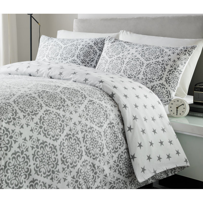 Barefield Duvet Cover Set with Pillowcases, Grey, Double Duvet Cover