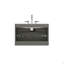 Meuble-lavabo mural gris de 30 po avec lavabo en céramique et trois trous de robinet, grand meuble-lavabo flottant de rangement pour salle de bain moderne, pré-assemblé