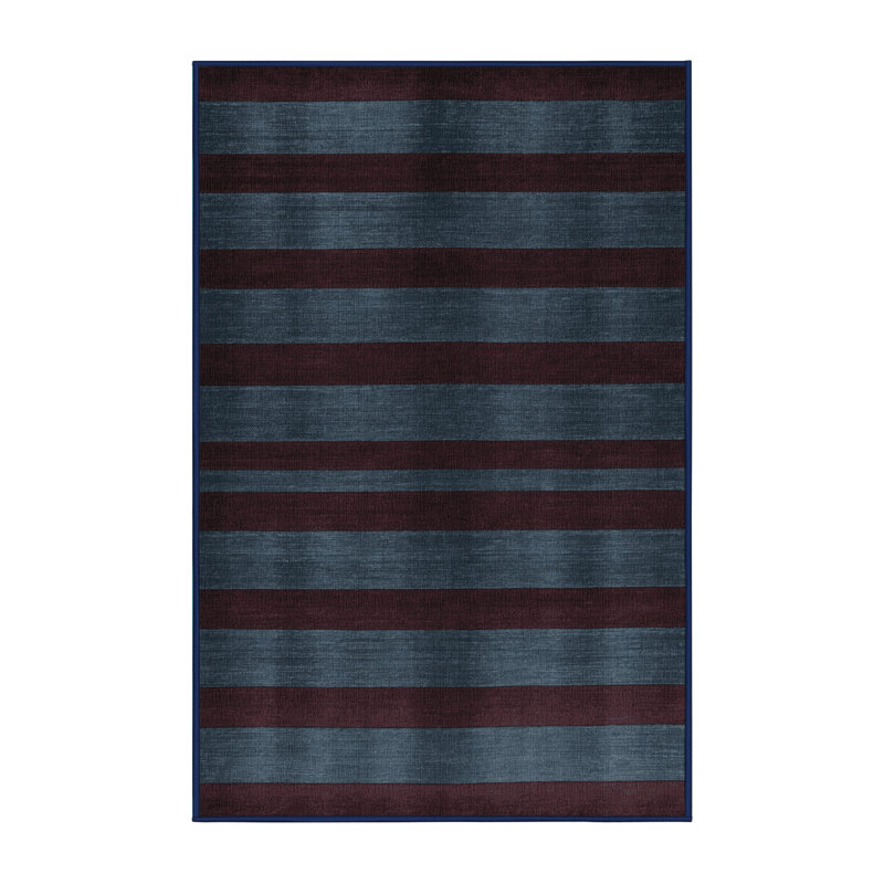 Tapis noir à rayures horizontales lavable à la machine, Rectangle 2 pi x 3 pi