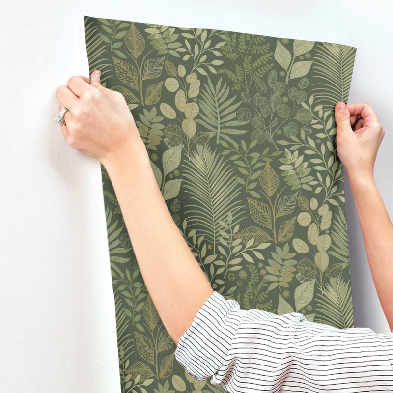 Papier peint botanique vert foncé Ängslycka, Vert foncé