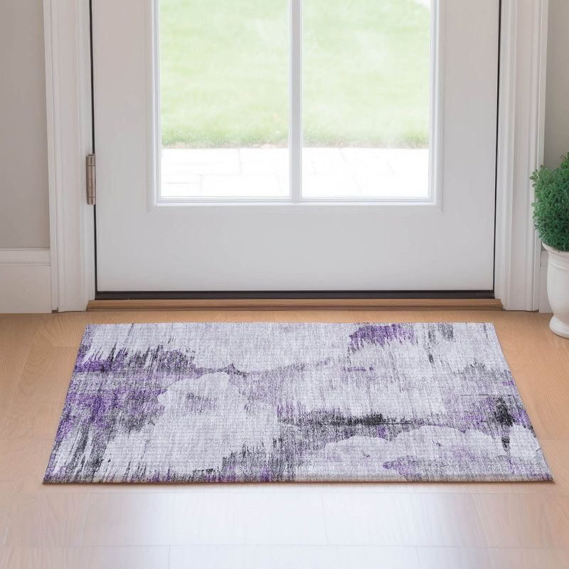 Premium Machine Washable Prisco Purple Rug, Rectangle 1'8" x 2'6"
