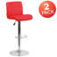 Contemporary Vinyl Adjustable Height Barstool with Rolled Seat and Chrome Base-2059449257