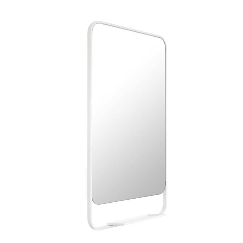 Miroir de coin avec tablette Rey Radius, Blanc