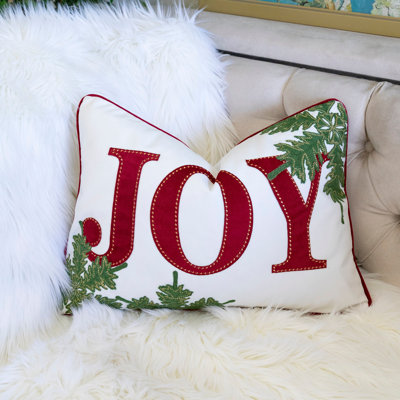 Coussin décoratif de Noël brodé JOY
