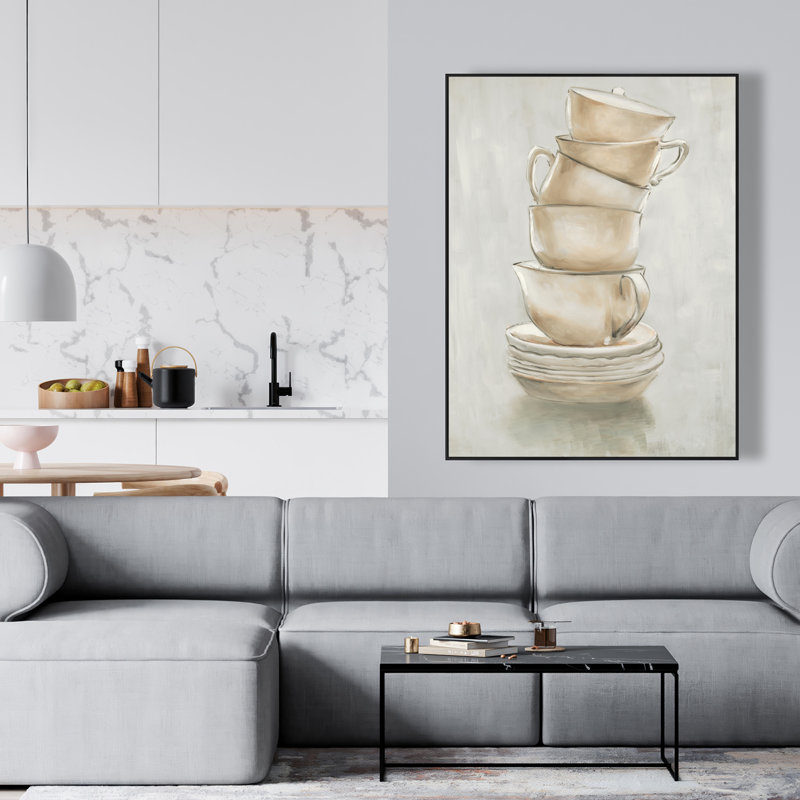 Coffee Mugs - Contemporary Framed Canvas for Home Decor